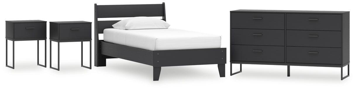 Socalle 5-Piece Twin Panel Platform Bed with Dresser and 2 Nightstands (Twin Platform Bed, Twin Panel Headboard, Dresser, Nightstand, Nightstand)