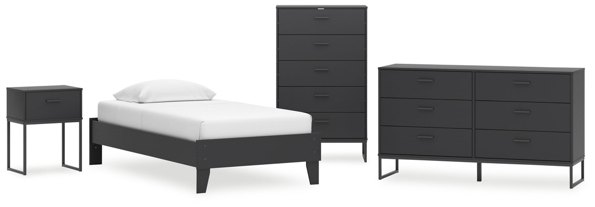 Socalle 4-Piece Twin Platform Bed with Dresser, Chest and Nightstand (Twin Platform Bed, Dresser, Chest of Drawers, Nightstand)