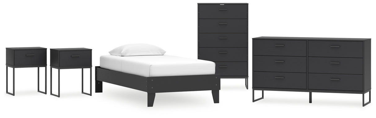 Socalle 5-Piece Twin Platform Bed with Dresser, Chest and 2 Nightstands (Twin Platform Bed, Dresser, Chest of Drawers, Nightstand, Nightstand)