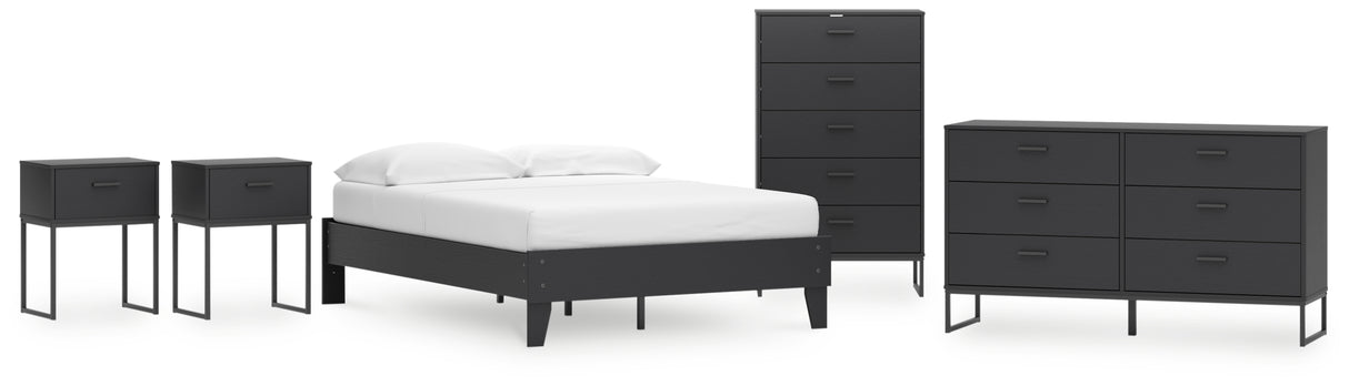 Socalle 5-Piece Full Platform Bed with Dresser, Chest and 2 Nightstands (Full Platform Bed, Dresser, Chest of Drawers, Nightstand, Nightstand)