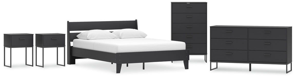 Socalle 6-Piece Queen Panel Platform Bed with Dresser, Chest and 2 Nightstands (Queen Platform Bed, Queen Panel Headboard, Dresser, Chest of Drawers, Nightstand, Nightstand)