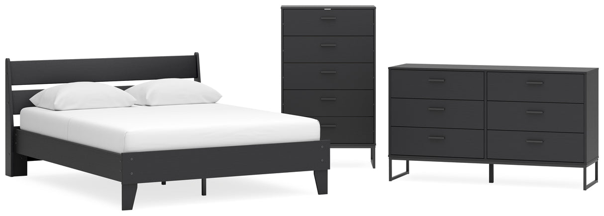 Socalle 4-Piece Queen Panel Platform Bed with Dresser and Chest (Queen Platform Bed, Queen Panel Headboard, Dresser, Chest of Drawers)
