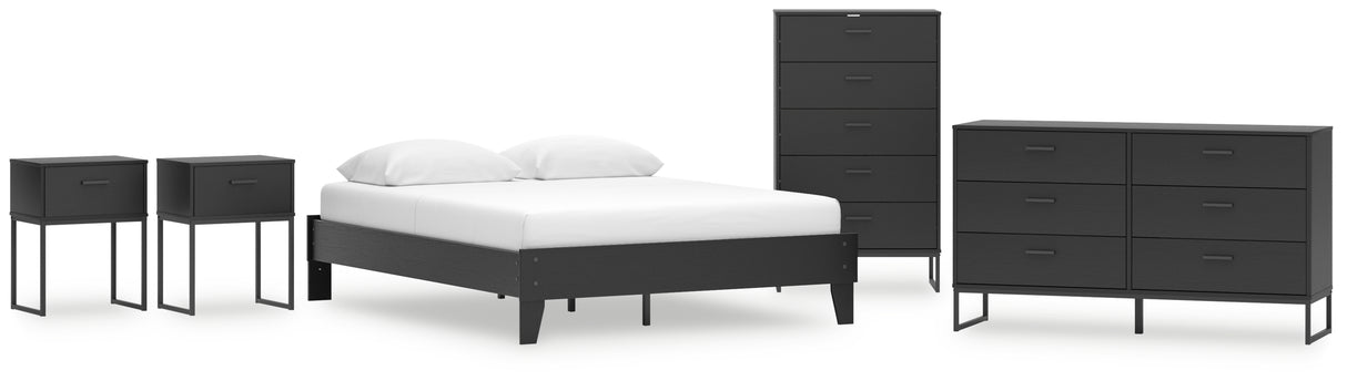 Socalle 5-Piece Queen Platform Bed with Dresser, Chest and 2 Nightstands (Queen Platform Bed, Dresser, Chest of Drawers, Nightstand, Nightstand)
