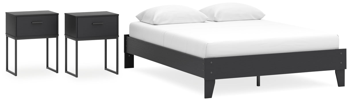 Socalle 3-Piece Queen Platform Bed with 2 Nightstands (Queen Platform Bed, Nightstand, Nightstand)