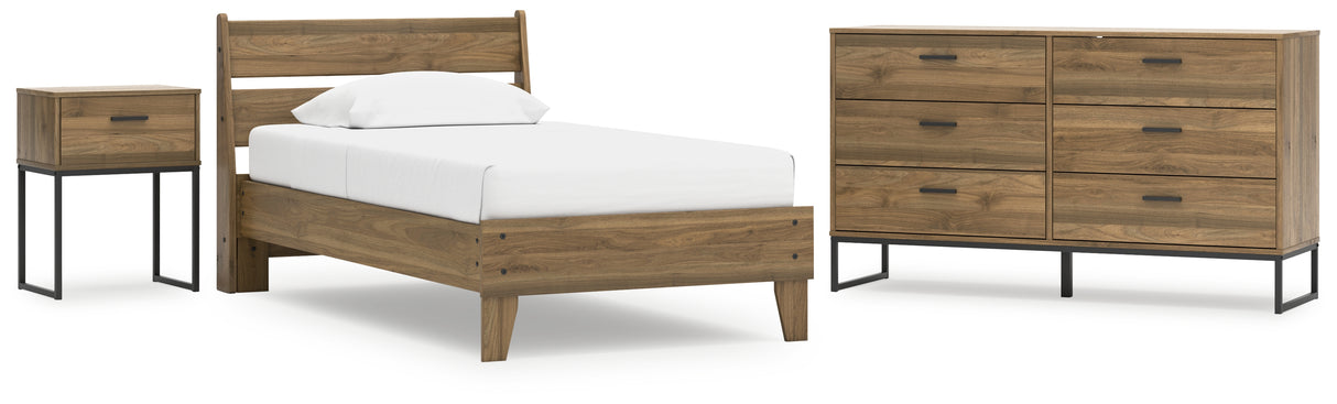 Deanlow 4-Piece Twin Platform Panel Bed with Dresser and Nightstand (Twin Platform Bed, Twin Panel Headboard, Dresser, Nightstand)