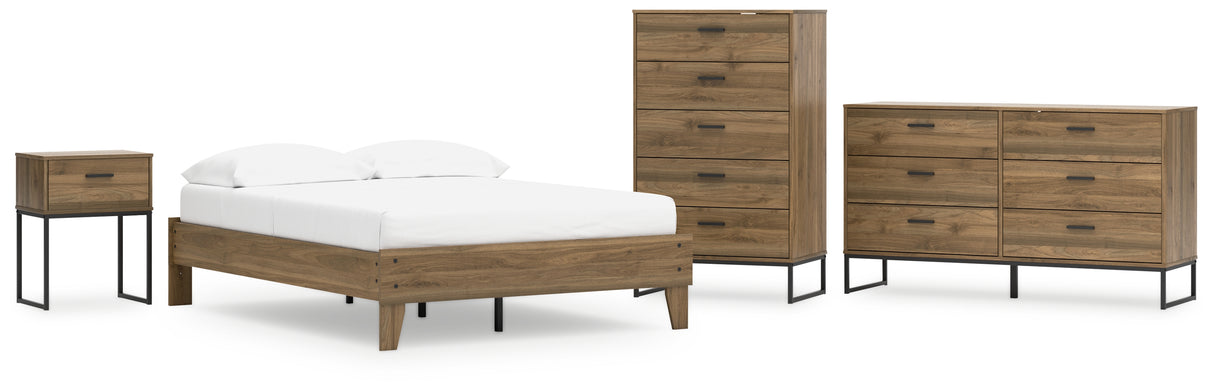 Deanlow 4-Piece Full Platform Bed with Dresser, Chest and Nightstand (Full Platform Bed, Dresser, Chest of Drawers, Nightstand)