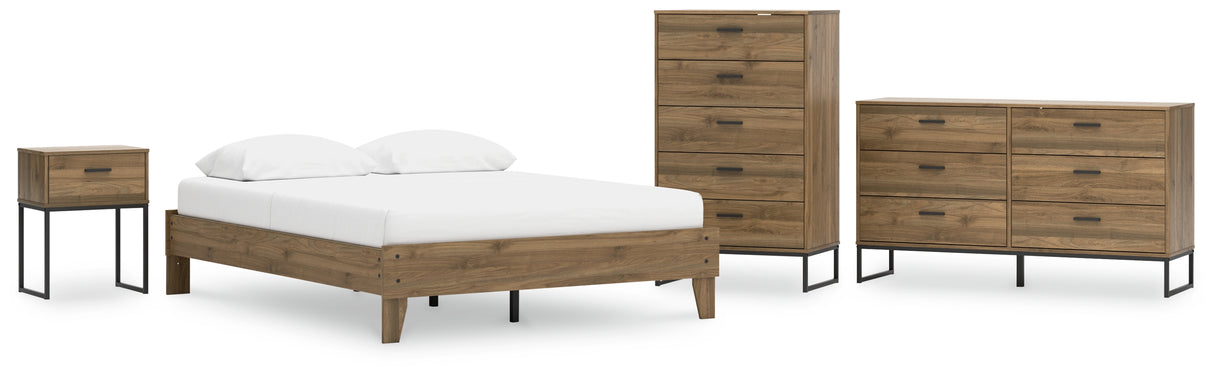 Deanlow 4-Piece Queen Platform Bed with Dresser, Chest and Nightstand (Queen Platform Bed, Dresser, Chest of Drawers, Nightstand)