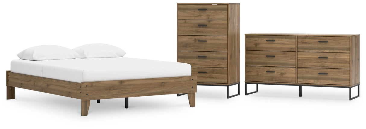 Deanlow 3-Piece Queen Platform Bed with Dresser and Chest (Queen Platform Bed, Dresser, Chest of Drawers)