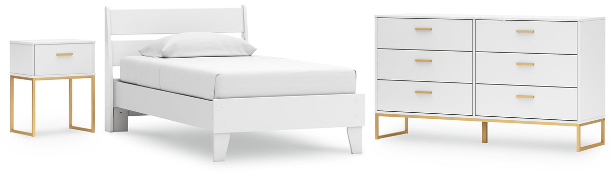 Socalle 4-Piece Twin Panel Platform Bed with Dresser and Nightstand (Twin Platform Bed, Twin Panel Headboard, Dresser, Nightstand)