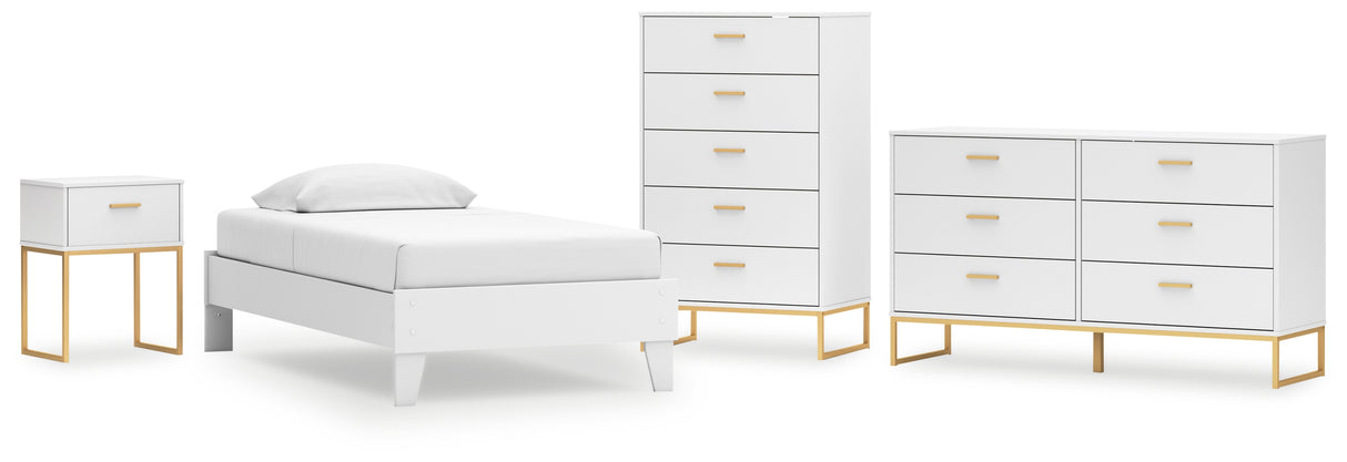 Socalle 4-Piece Twin Platform Bed with Dresser, Chest and Nightstand (Twin Platform Bed, Dresser, Chest of Drawers, Nightstand)