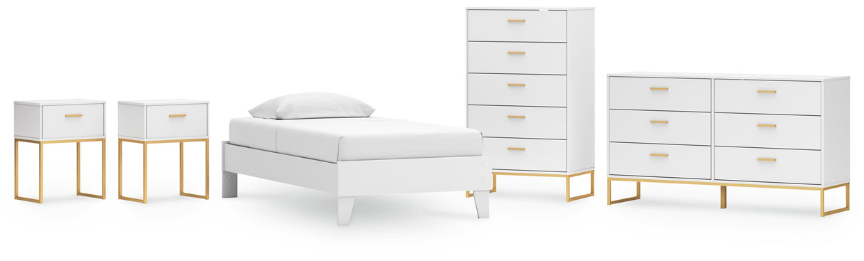 Socalle 5-Piece Twin Platform Bed with Dresser, Chest and 2 Nightstands (Twin Platform Bed, Dresser, Chest of Drawers, Nightstand, Nightstand)