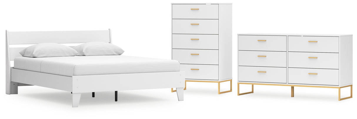 Socalle 4-Piece Queen Panel Platform Bed with Dresser and Chest (Queen Platform Bed, Queen Panel Headboard, Dresser, Chest of Drawers)