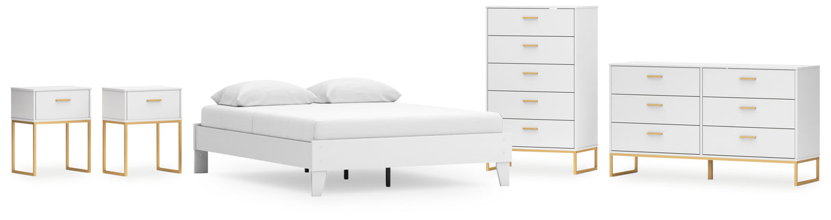 Socalle 5-Piece Queen Platform Bed with Dresser, Chest and 2 Nightstands (Queen Platform Bed, Dresser, Chest of Drawers, Nightstand, Nightstand)