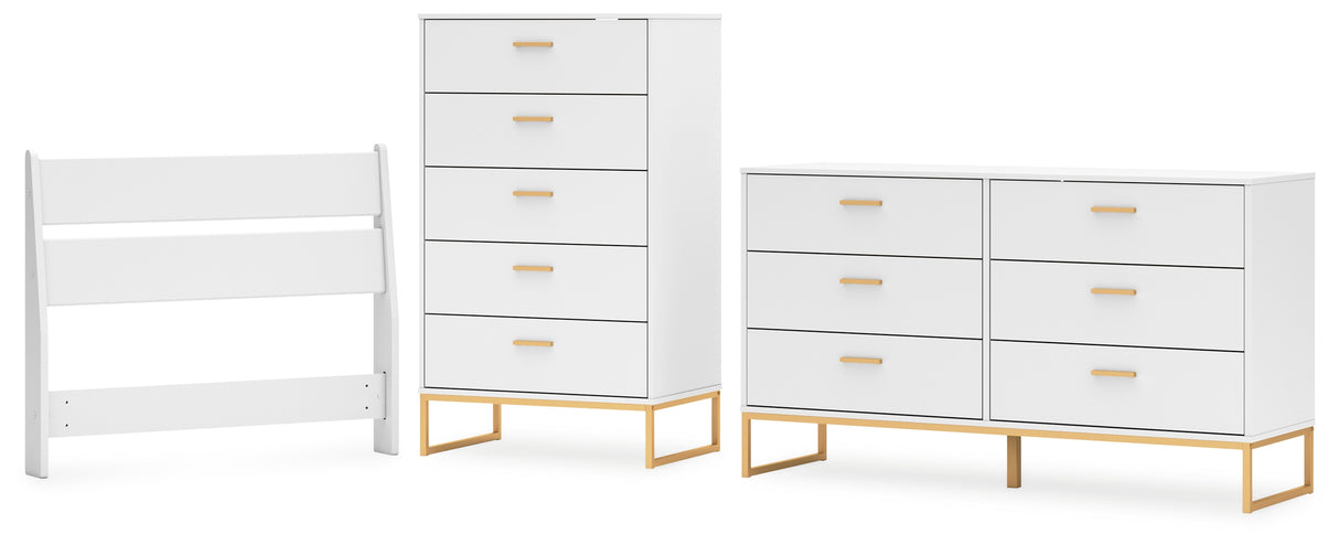 Socalle 3-Piece Twin Panel Headboard with Dresser and Chest (Twin Panel Headboard, Dresser, Chest of Drawers)