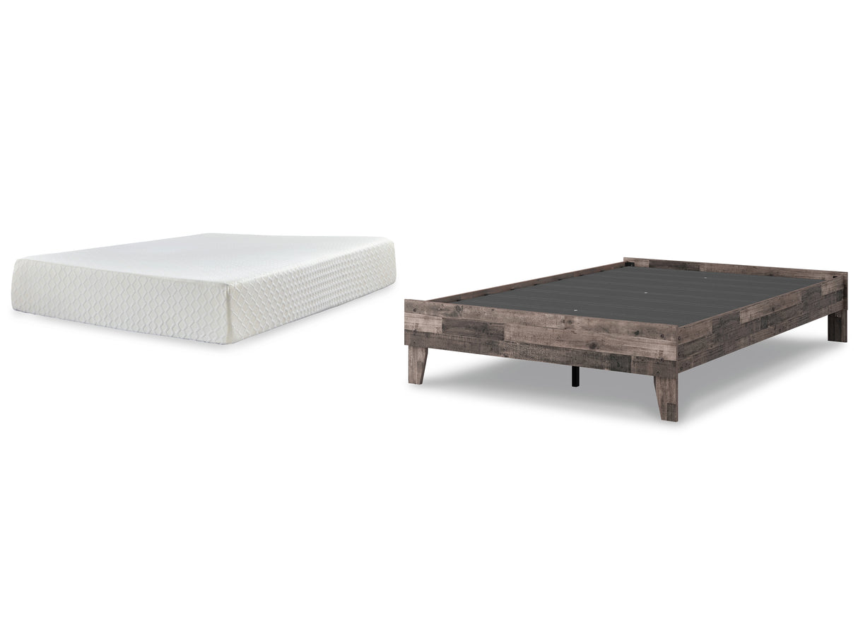 Neilsville 2-Piece Full Platform Bed with Mattress (Full Platform Bed, Chime 12 Inch Memory Foam Full Mattress in a Box)