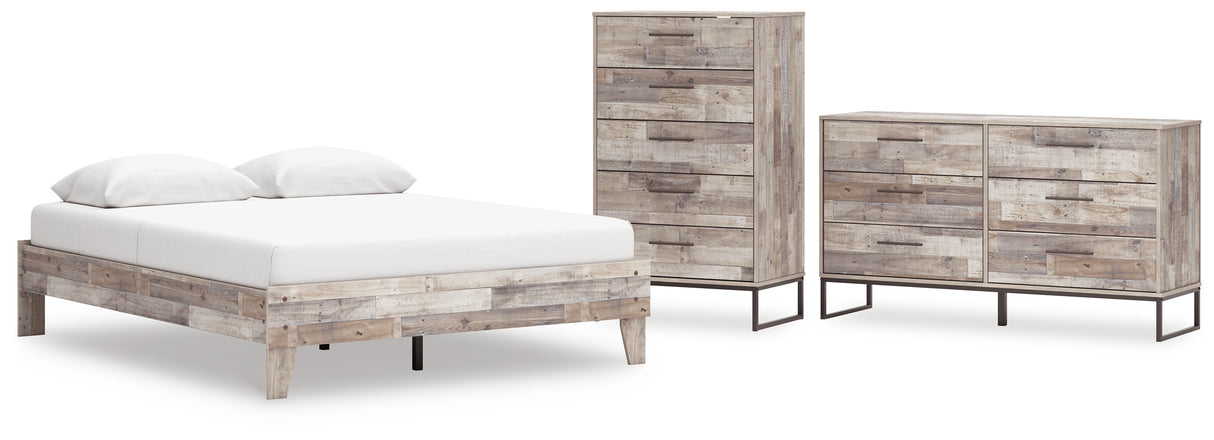 Neilsville 3-Piece Queen Platform Bed with Dresser and Chest (Queen Platform Bed, Dresser, Chest of Drawers)