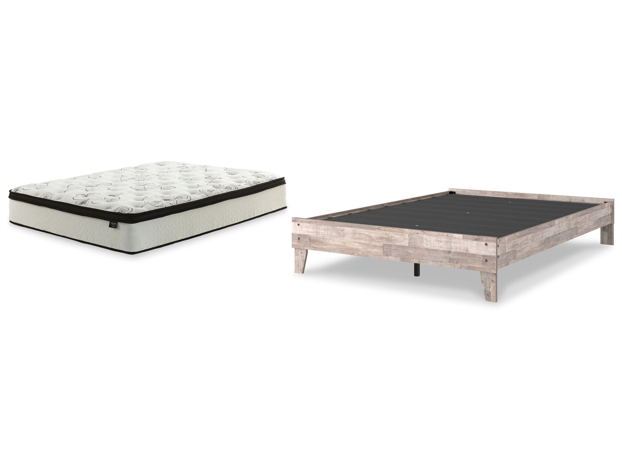 Neilsville 2-Piece Queen Platform Bed with Mattress (Queen Platform Bed, Chime 12 Inch Hybrid Queen Mattress in a Box)
