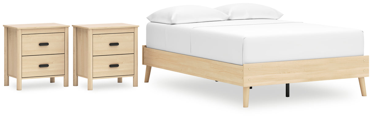 Cabinella 3-Piece Full Platform Bed with 2 Nightstands (Full Platform Bed, Nightstand, Nightstand)