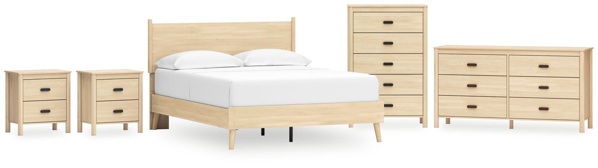 Cabinella 6-Piece Queen Platform Panel Bed with Dresser, Chest and 2 Nightstands (Queen Platform Bed, Queen Panel Headboard, Dresser, Chest of Drawers, Nightstand, Nightstand)