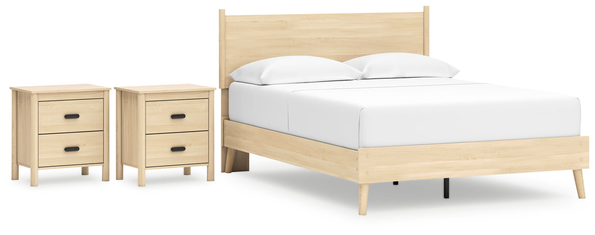 Cabinella 4-Piece Queen Platform Panel Bed with 2 Nightstands (Queen Platform Bed, Queen Panel Headboard, Nightstand, Nightstand)