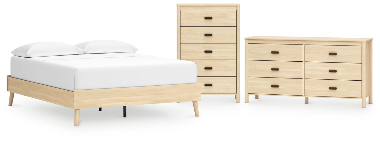 Cabinella 3-Piece Queen Platform Bed with Dresser and Chest (Queen Platform Bed, Dresser, Chest of Drawers)