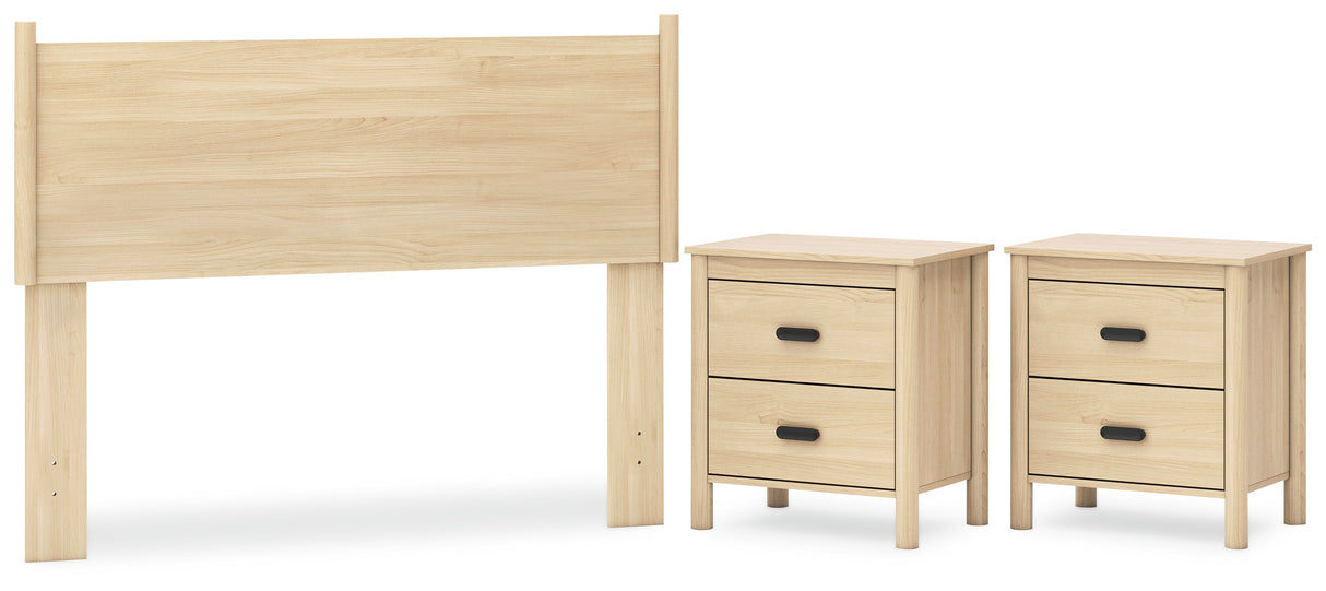 Cabinella 3-Piece Full Panel Headboard with 2 Nightstands (Full Panel Headboard, Nightstand, Nightstand)