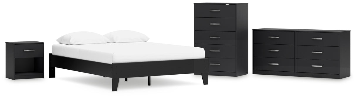 Finch 4-Piece Queen Platform Bed with Dresser, Chest and Nightstand (Queen Platform Bed, Dresser, Chest of Drawers, Nightstand)