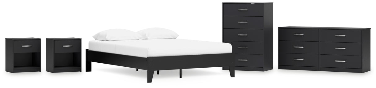Finch 5-Piece Queen Platform Bed with Dresser, Chest and 2 Nightstands (Queen Platform Bed, Dresser, Chest of Drawers, Nightstand, Nightstand)