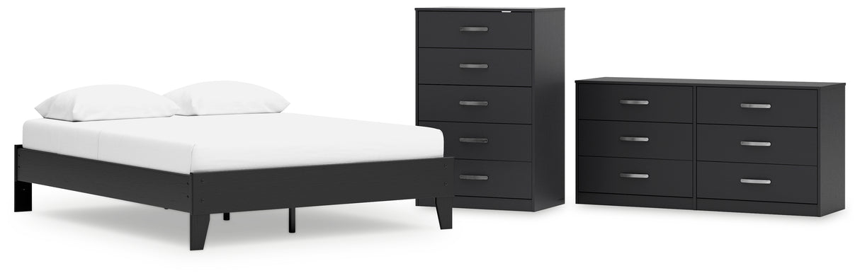 Finch 3-Piece Queen Platform Bed with Dresser and Chest (Queen Platform Bed, Dresser, Chest of Drawers)