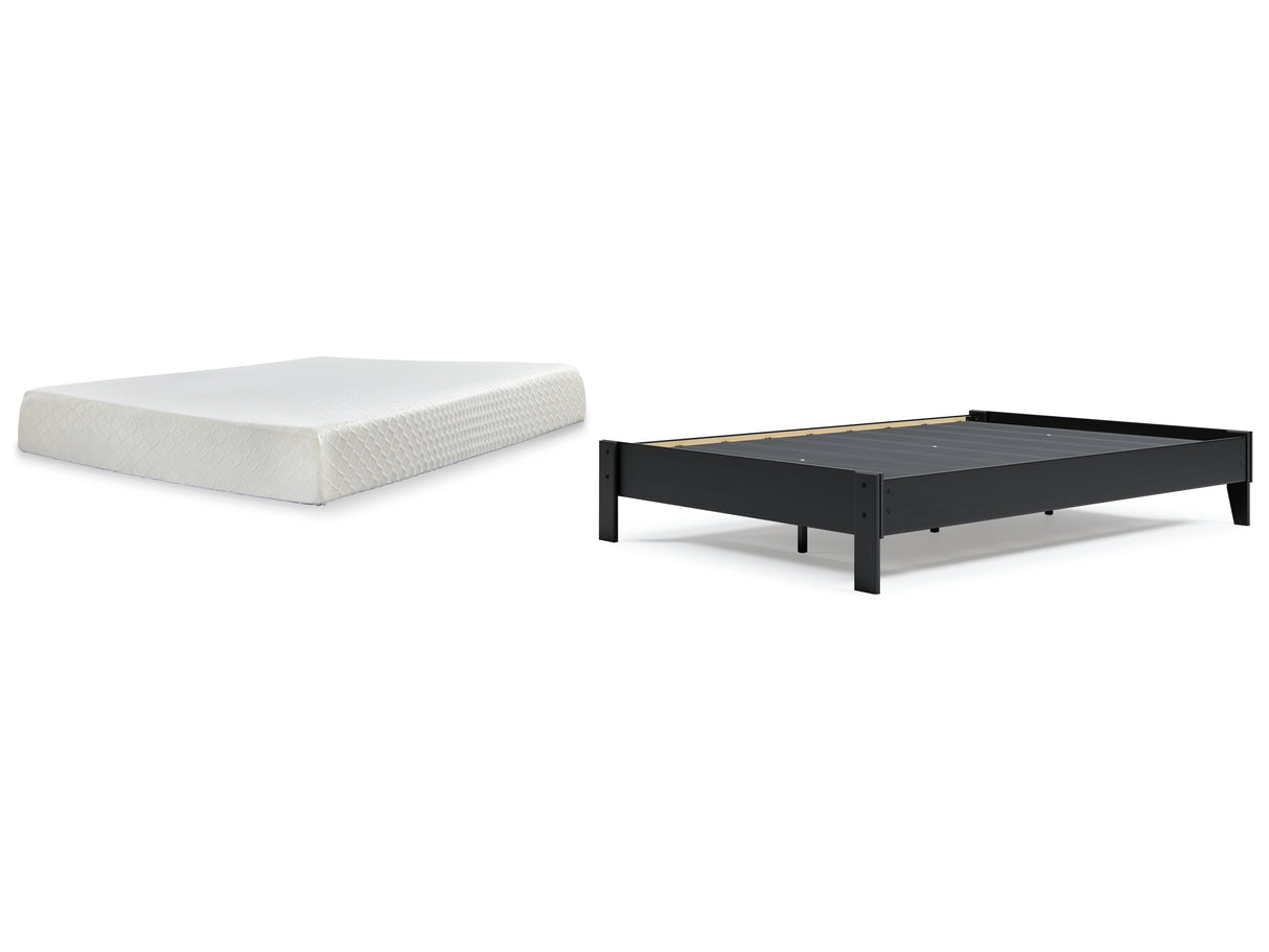 Finch 2-Piece Queen Platform Bed with Mattress (Queen Platform Bed, 10 Inch Chime Memory Foam Queen Mattress in a Box)