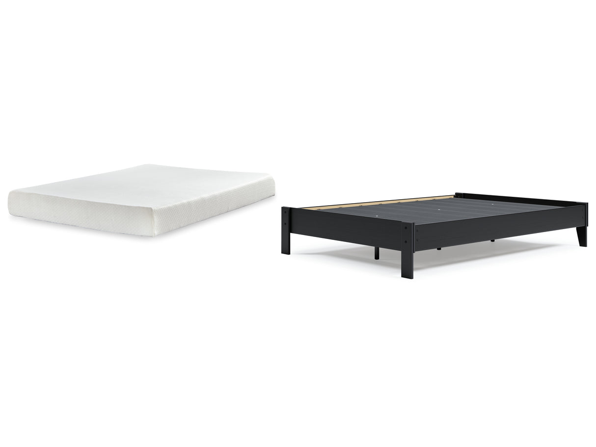 Finch 2-Piece Queen Platform Bed with Mattress (Queen Platform Bed, Chime 8 Inch Memory Foam Queen Mattress in a Box)