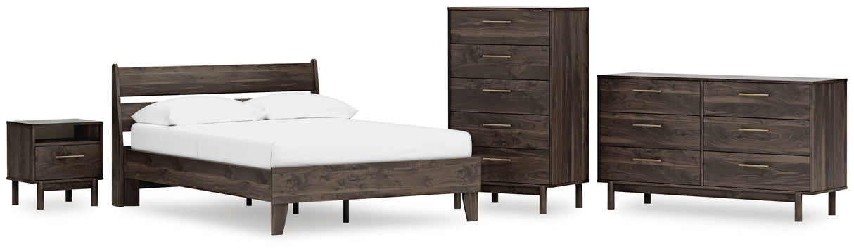 EB3660 5-Piece Full Platform Bed with Dresser, Chest and Nightstand (Calverson Full Platform Bed, Calverson Full Panel Headboard, Calverson Dresser, Calverson Chest of Drawers, Calverson Nightstand)