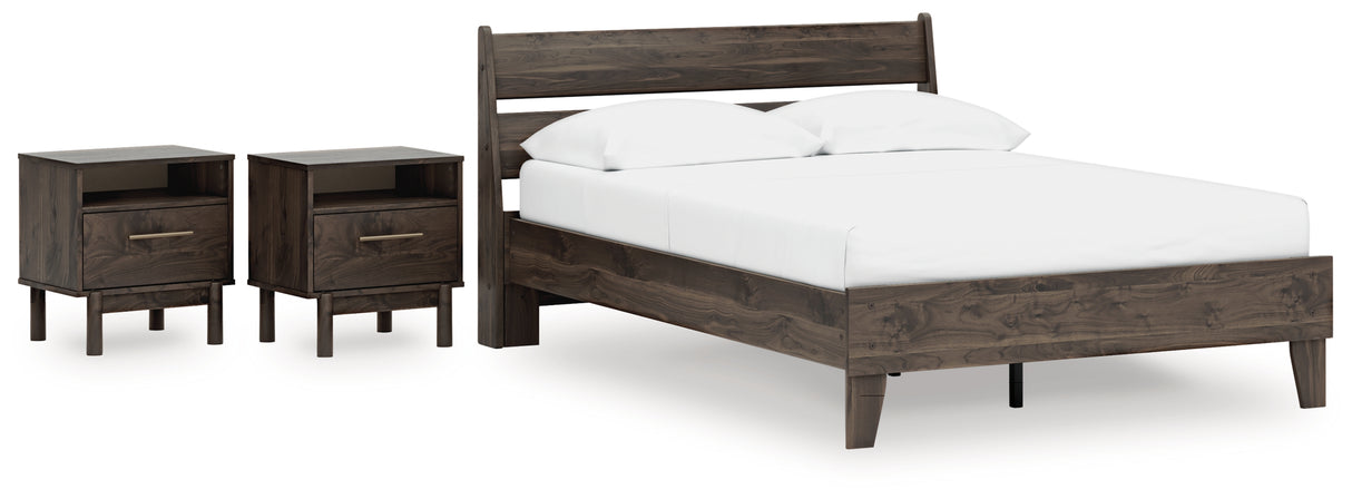 EB3660 4-Piece Full Panel Platform Bed with 2 Nightstands (Calverson Full Platform Bed, Calverson Full Panel Headboard, Calverson Nightstand, Calverson Nightstand)