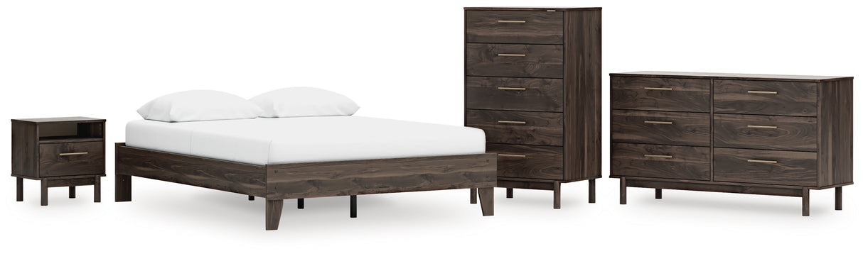 EB3660 4-Piece Queen Platform Bed with Dresser, Chest and Nightstand (Calverson Queen Platform Bed, Calverson Dresser, Calverson Chest of Drawers, Calverson Nightstand)