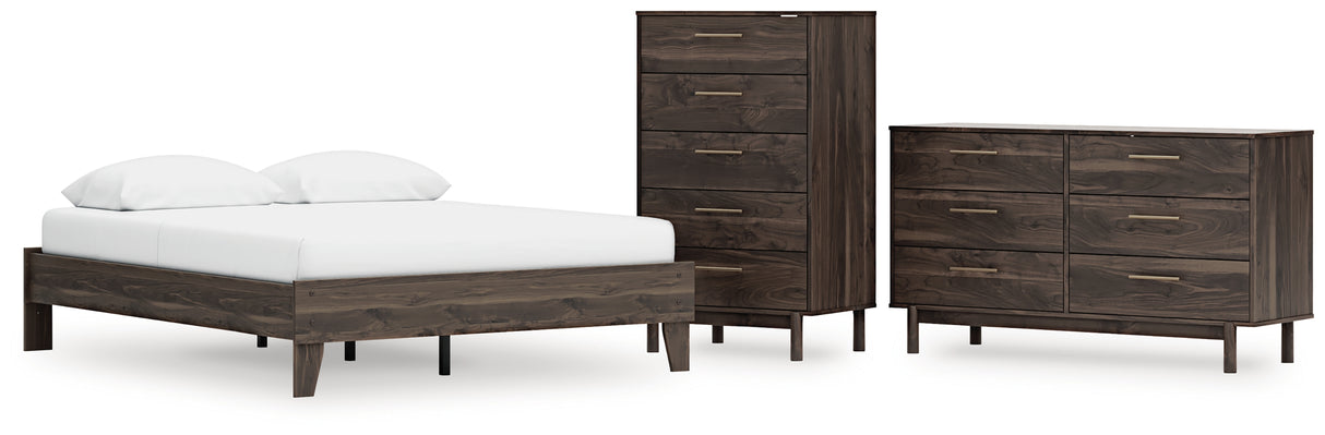 EB3660 3-Piece Queen Platform Bed with Dresser and Chest (Calverson Queen Platform Bed, Calverson Dresser, Calverson Chest of Drawers)