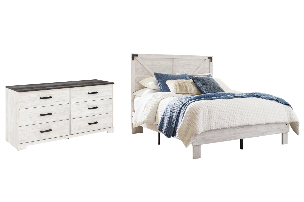 Shawburn 3-Piece Queen Platform Bed with Dresser (Queen Platform Bed, Queen Crossbuck Panel Headboard, Dresser)