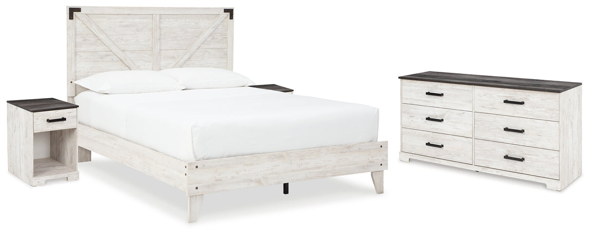 Shawburn 5-Piece Queen Platform Bed with Dresser and 2 Nightstands (Queen Platform Bed, Queen Crossbuck Panel Headboard, Dresser, Nightstand, Nightstand)