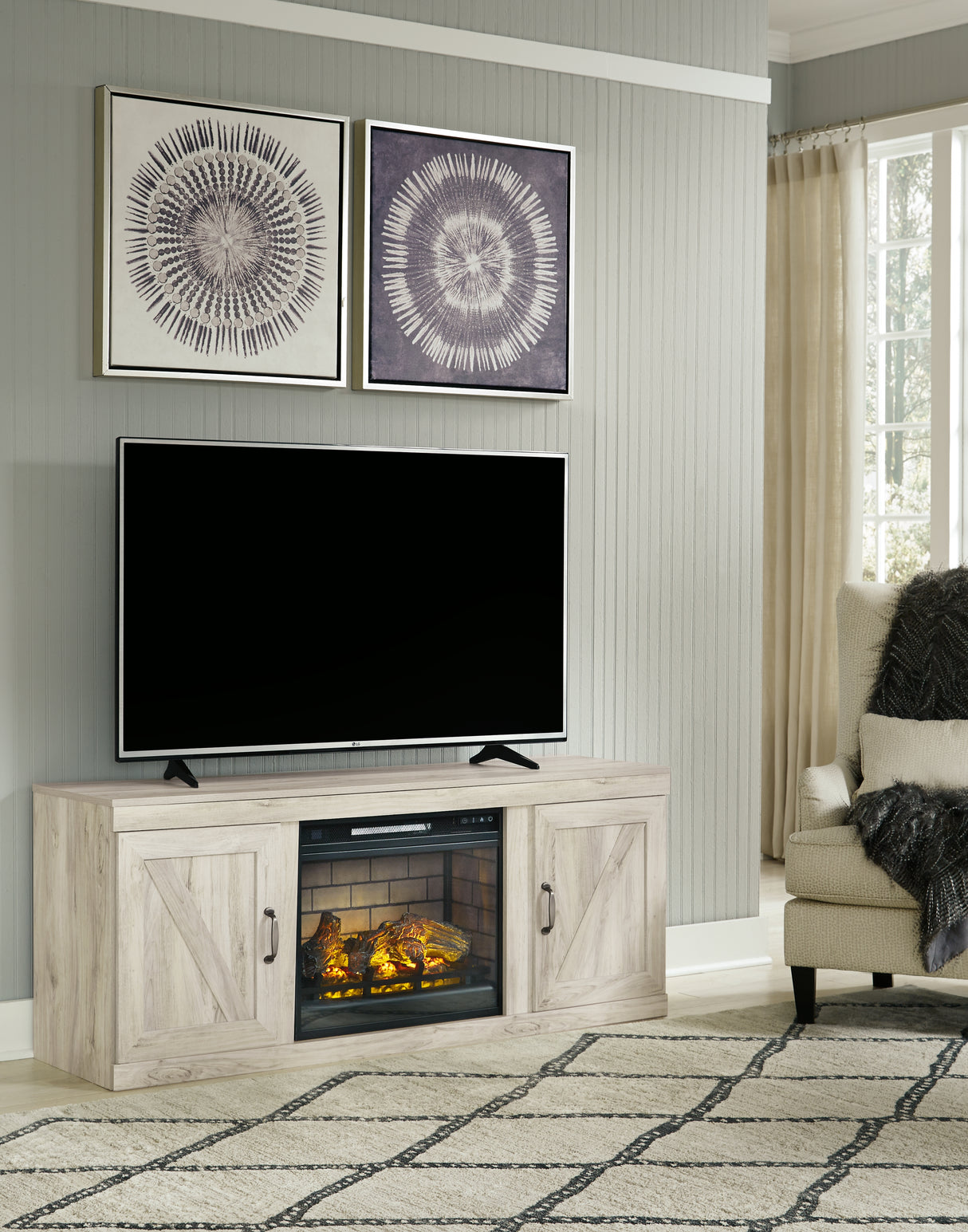 Bellaby 4-Piece Entertainment Center with Electric Fireplace (Configuration: 4-Piece (Bellaby Pier, Bellaby Pier, Bellaby Bridge, Bellaby 60" TV Stand, Entertainment Accessories Electric Infrared Fireplace Insert))