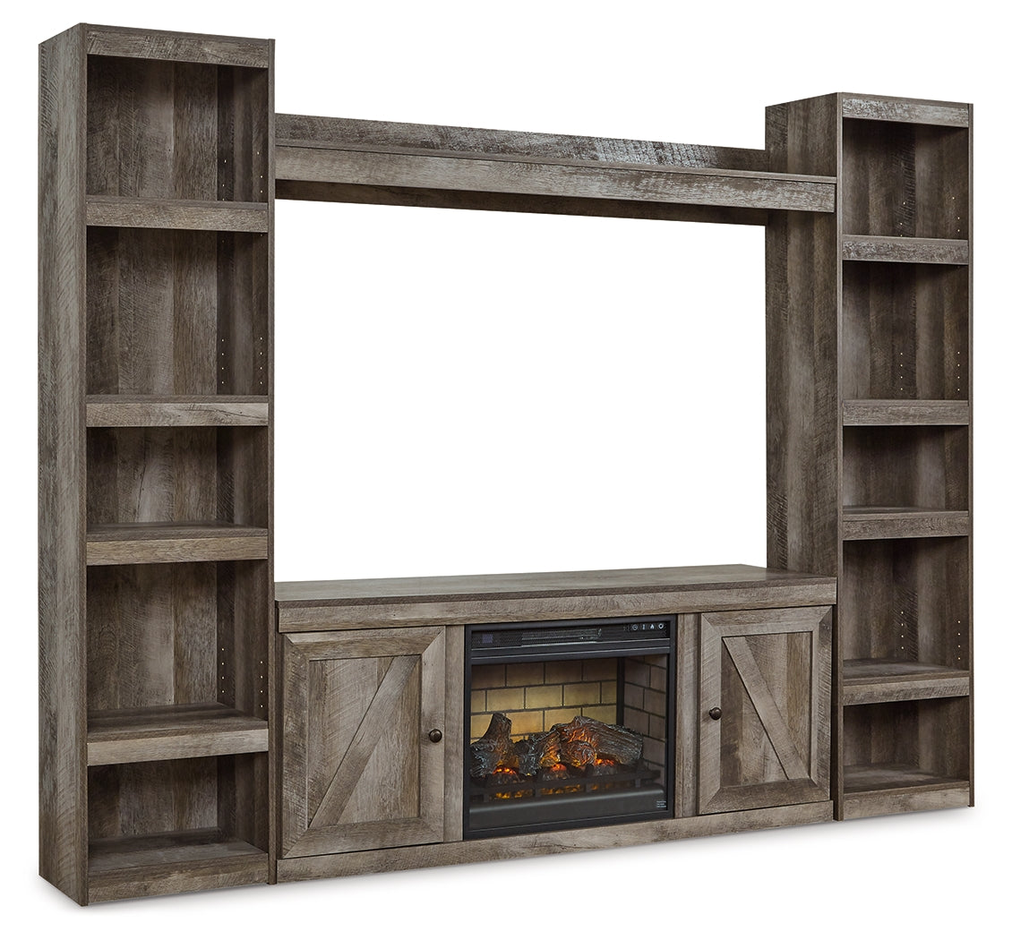 Wynnlow 4-Piece Entertainment Center with Electric Fireplace (Configuration: 4-Piece (Wynnlow Pier, Wynnlow Pier, Wynnlow Bridge, Wynnlow 60" TV Stand, Entertainment Accessories Electric Infrared Fireplace Insert))