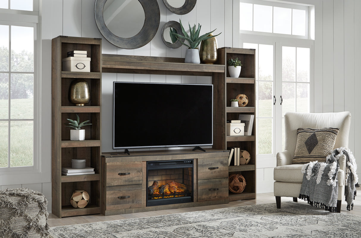 Trinell 4-Piece Entertainment Center with Electric Fireplace (Configuration: 4-Piece (Trinell Pier, Trinell Pier, Trinell Bridge, Trinell 60" TV Stand, Entertainment Accessories Electric Infrared Fireplace Insert))