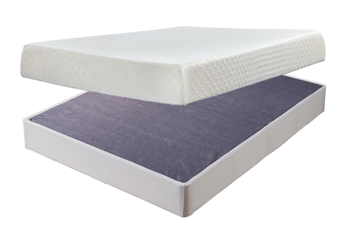 10 Inch Chime Memory Foam 2-Piece Mattress with Foundation (King Mattress in a Box, Foundation King Foundation)
