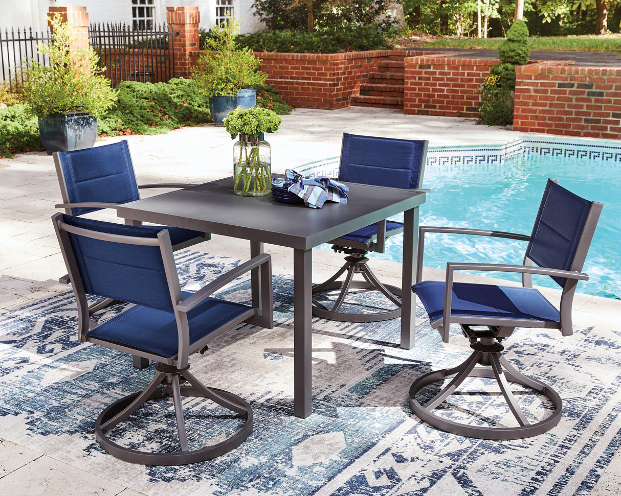 Rocky Creek 3-Piece Outdoor Dining Table and 4 Chairs (Outdoor Dining Table, Outdoor Sling Swivel Chair (Set of 2), Outdoor Sling Swivel Chair (Set of 2))