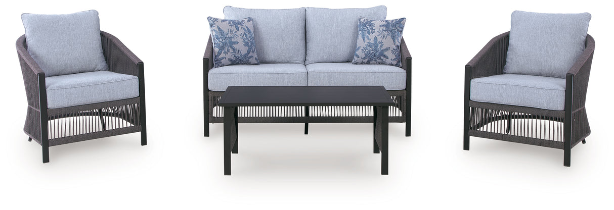 Bridges Beach Outdoor Love/Chairs/Table Set (Set of 4)