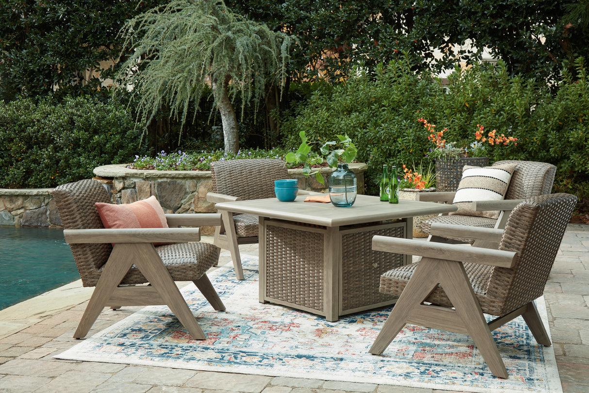 Cliff Trails 5-Piece Outdoor Fire Pit Table and 4 Chairs