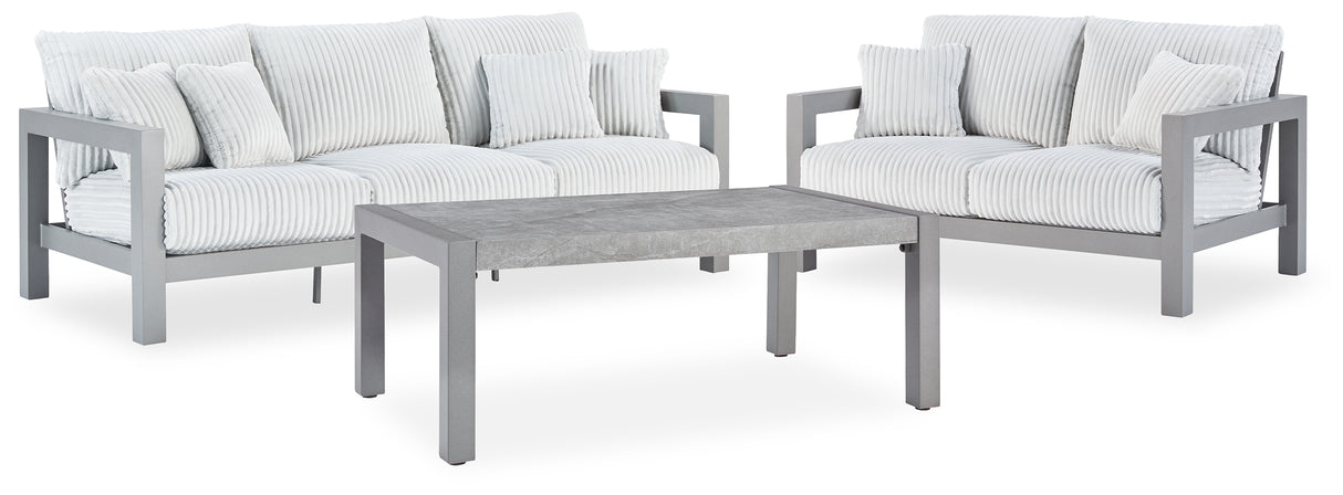 Hurley Park 3-Piece Outdoor Sofa and Loveseat with Coffee Table
