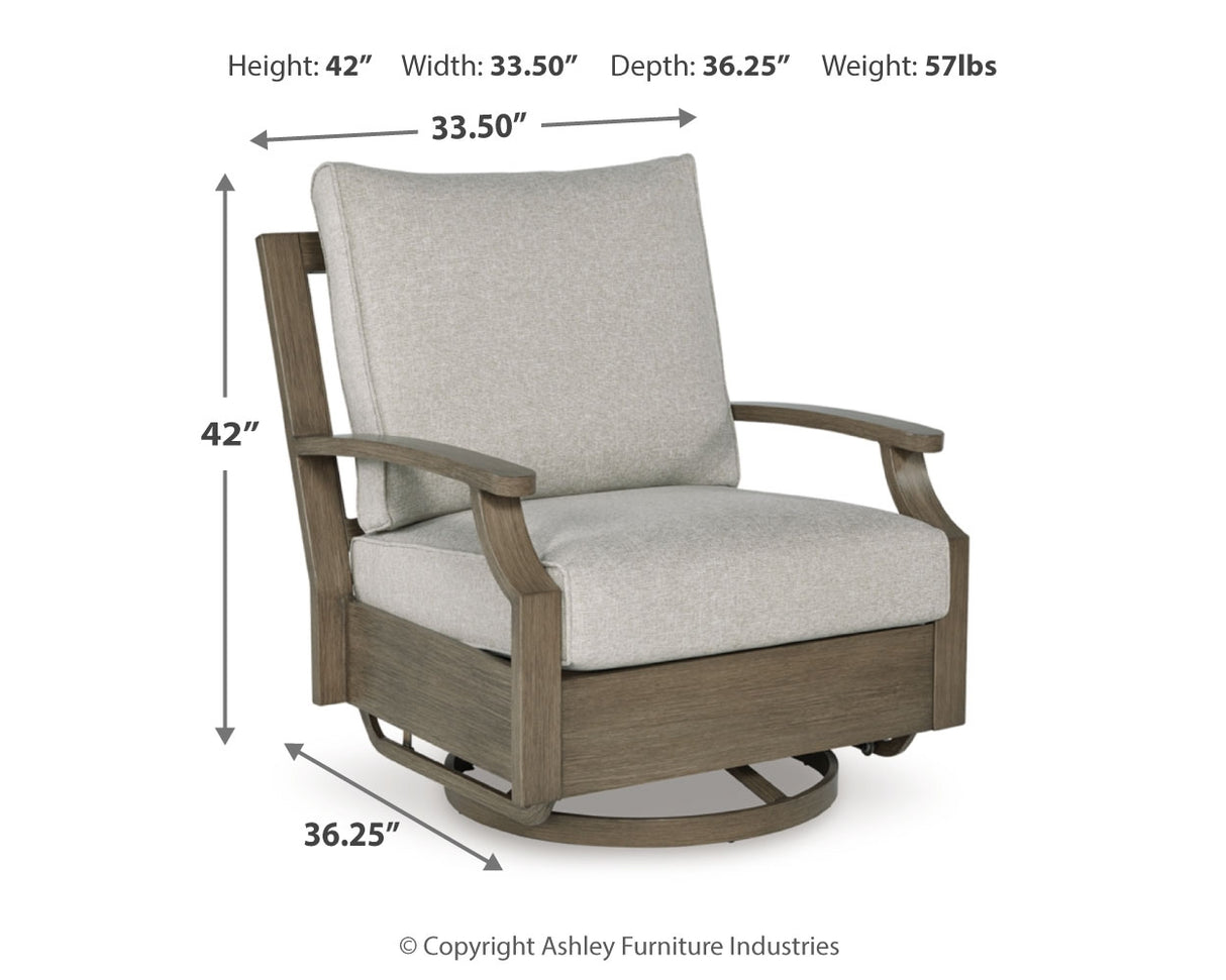 Rainier Ranch 4-Piece Outdoor Sofa and 2 Chairs with Coffee Table (Outdoor Sofa with Cushion, Outdoor Swivel Glider Chair with Cushion, Outdoor Swivel Glider Chair with Cushion, Outdoor Coffee Table)