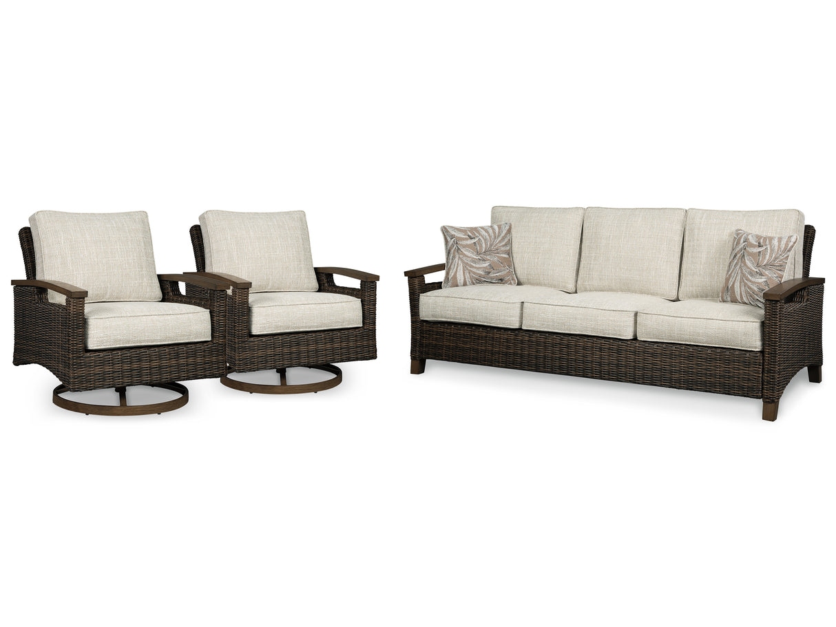 Paradise Trail 2-Piece Outdoor Sofa with 2 Lounge Chairs
