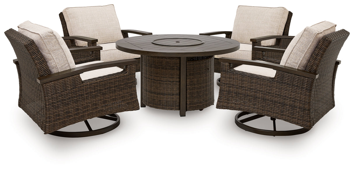 Monterey Point 3-Piece Outdoor Fire Pit Table and 4 Chairs (Outdoor Fire Pit Table, Outdoor Swivel Lounge Chair (Set of 2), Outdoor Swivel Lounge Chair (Set of 2))