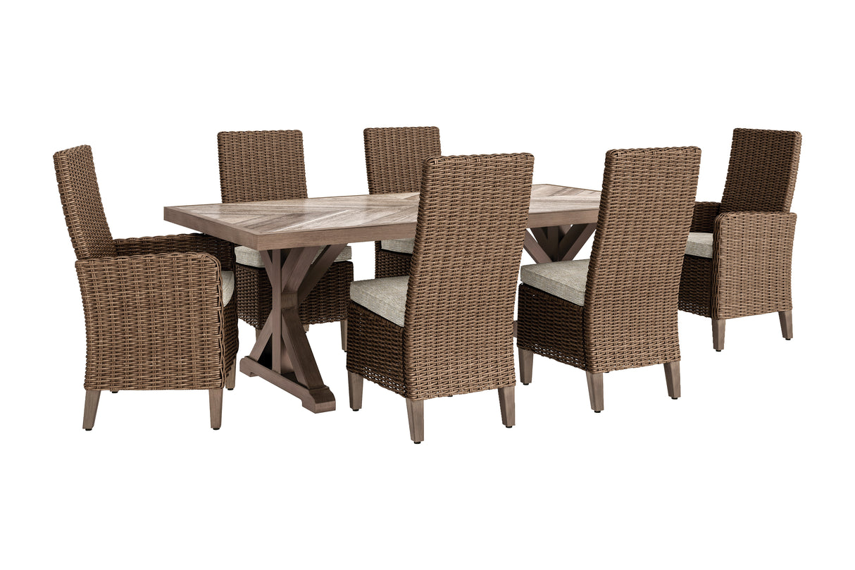 Beachcroft 4-Piece Outdoor Dining Table and 6 Chairs (Outdoor Side Chair with Cushion (Set of 2), Outdoor Side Chair with Cushion (Set of 2), Outdoor Arm Chair with Cushion (Set of 2), Outdoor Dining Table)