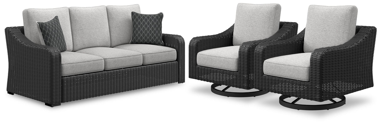 Beachcroft 3-Piece Outdoor Sofa with 2 Lounge Chairs
